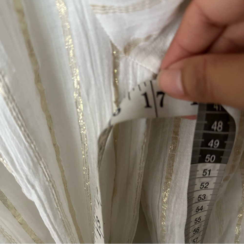 ISABEL MARANT ÉTOILE Peasant Style Dress White with Gold Stripes Size 36 - Picture 11 of 12